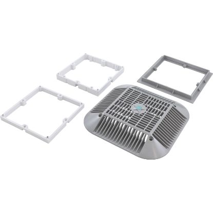 R914103 Main Drain Grate 14" x 14" Square Retro to 9" x 9" Lt Gry